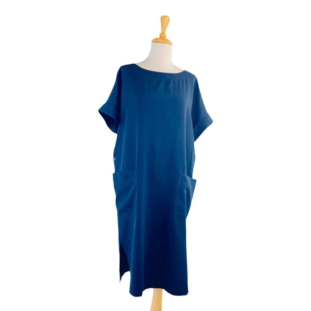 Aritzia Babaton Gerhard Shift Relaxed Fit Dress Navy Size Small Blue Ramie NWOT - Picture 10 of 10